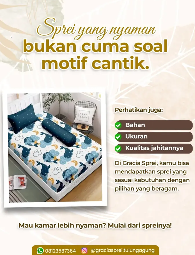 <p>Sprei yang nyaman bukan cuma soal motif cantik.